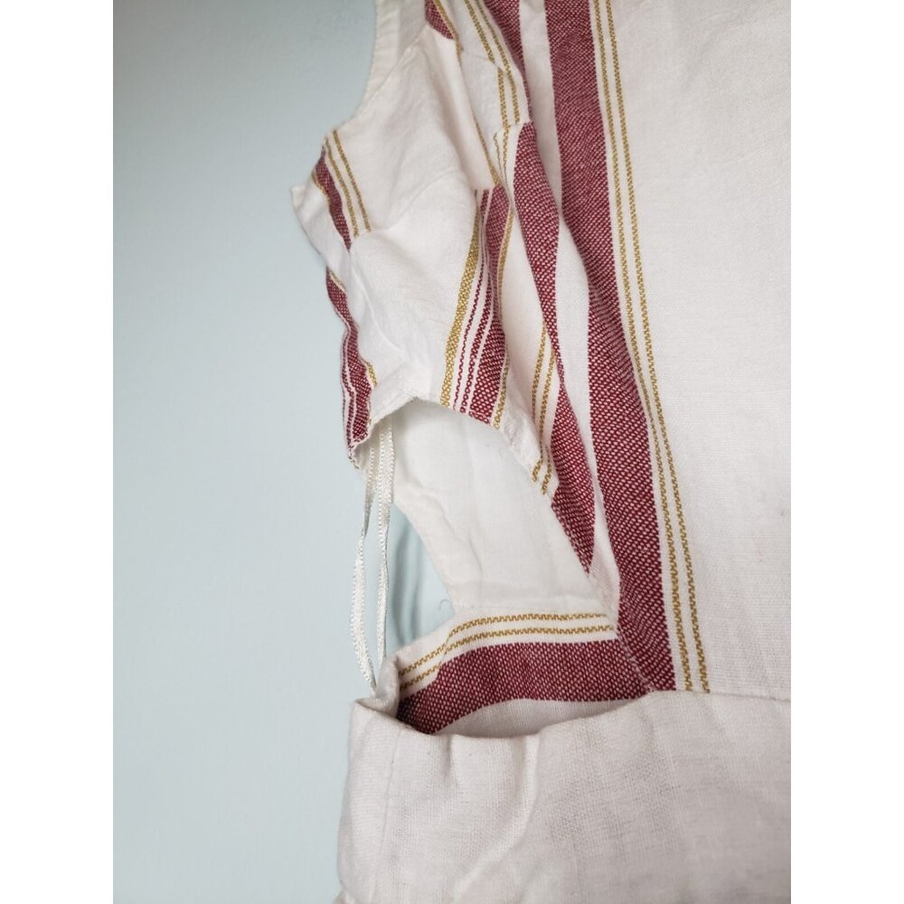 Japna Women S Jumpsuit Red Stripe Linen Cotton Blend Cutout Side Coastal Cropped - Picture 5 of 6